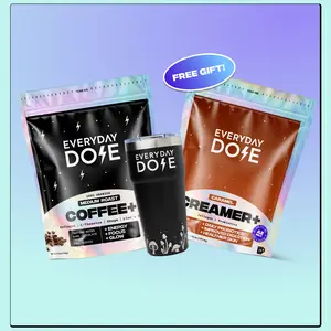 EVERYDAY DOSE 14 Serving Medium Roast Coffee+ with Caramel Creamer+ with Collagen & Probiotics & FREE Tumbler