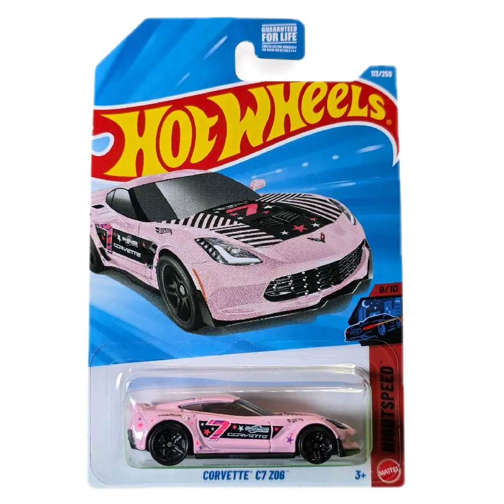 Hot Wheels Corvette C7 Z06 Diecast Collectible - Night Speed Series, Mainline Diecast Vehicle, Pink Scale Model Car