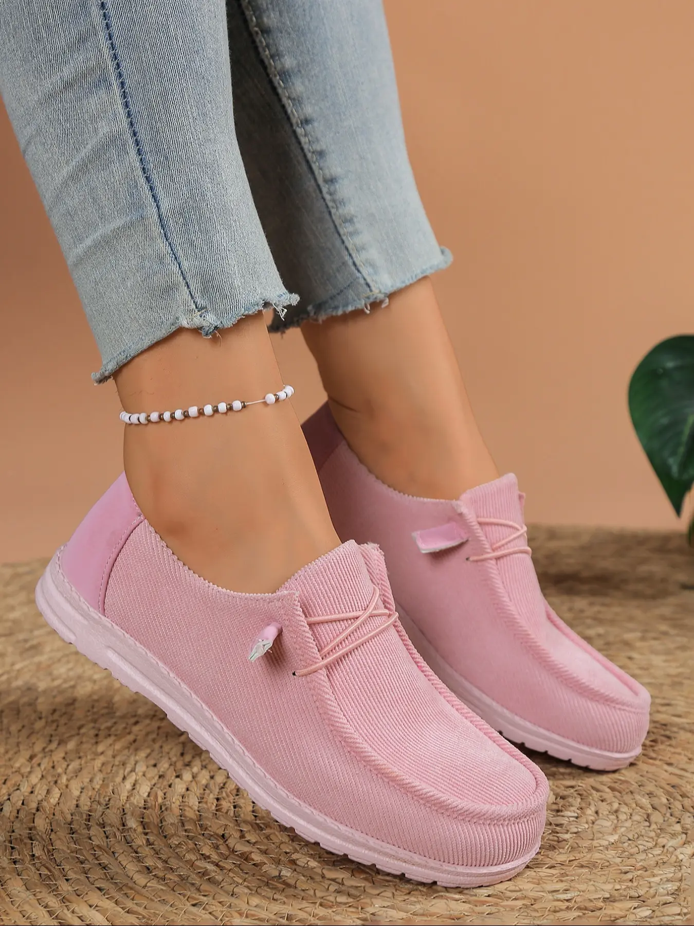 Women's Fall Winter Slip-On Lightweight Loafers, Round Toe Low Top Casual Shoes, Lace-Up Comfortable Footwear for All Seasons, Daily Wear Shoes, Lightweight Flats