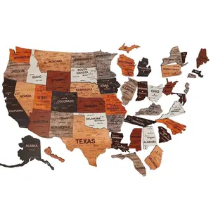 USA Wooden Map Puzzle Wall Decor Rustic Wood American Map Wall Art for Home Office Classroom Living Room Large Wooden USA Map Hanging Decoration for Travelers Students & Patriotic Home Decor Stylish Rustic Puzzle Style Wall Ornament gift  me