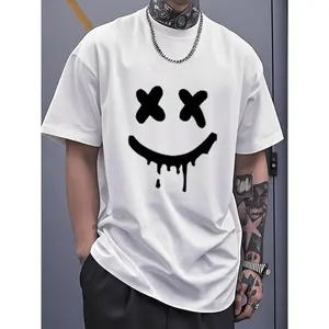 Men's Casual T Shirt Unique Print Design Comfortable Fabric Round Neck Machine Washable Fashionable Clothing Top