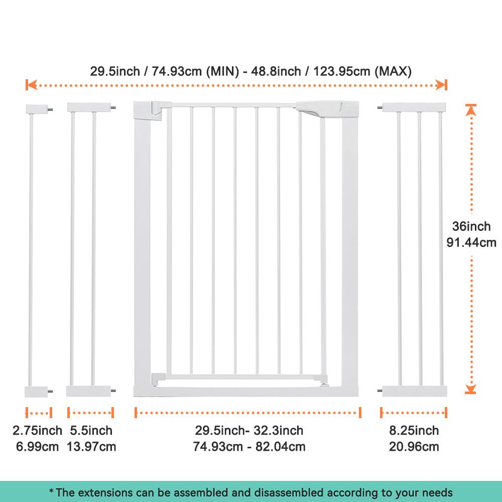 PAWGIANT 36" Extra Tall Cat Gate, Fits Openings 29.5" to 48.8" Wide, Auto Close Extra Wide Dog Gate for House, for Doorways & Bottom of Stairs, Pressure Mount Safety Gate for Babies, Toddlers & Pets, Tested & Safe, Baby Gate