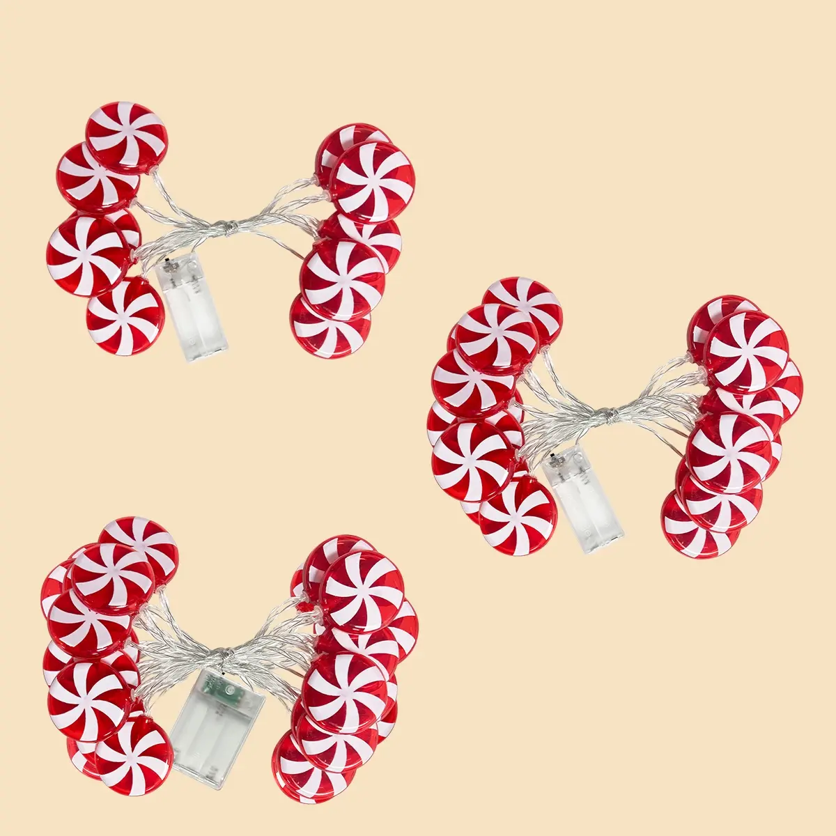LED Candy Lights String, Battery Operated, 10/20/30 Leds, Winter Holiday Party Christmas Tree Decoration
