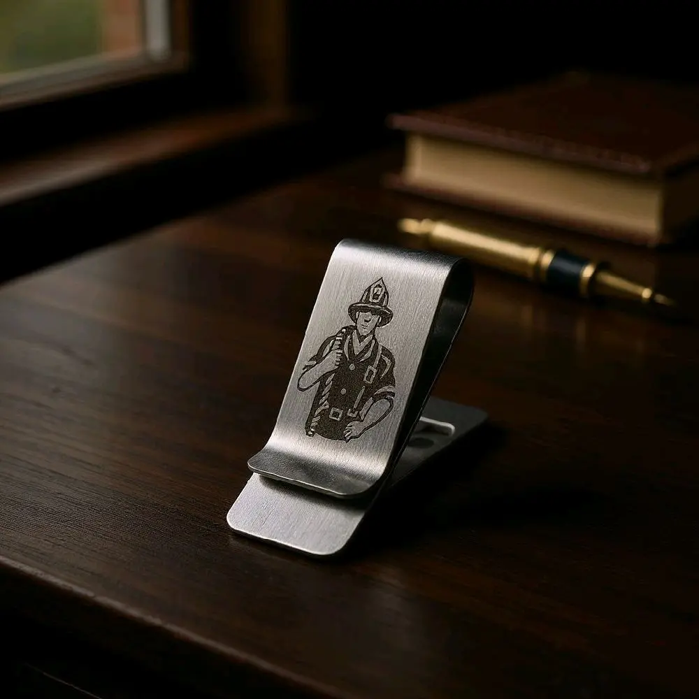 Brushed Silver Finish Laser-Etched Firefighter Icon Crisis Companion Money Clip – Durable 2.04″ x 0.78″ x 0.28″ Steel Bill Holder, Compact Slim Design, Precision-Crafted, Rust & Corrosion-Resistant Secure Grip Everyday Carry Ideal EMT Firefighter Gift
