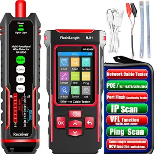 Network Cable Tester NF-859GK with POE Detection, Wire Tracing & Toner, RJ45 Crimp Test、NCV Non-Contact Voltage Detector, Ping & IP Scan, Digital LCD Display, Ethernet Cable Tester for Cat5 Cat6 Cat7 Network Testing