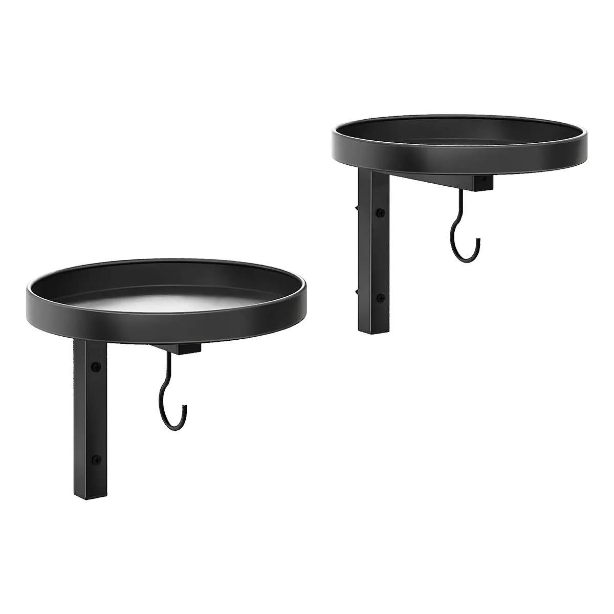 Black 2-Pack Sturdy Metal Wall Plant Holder, Hanging Planter Rack with 2 Hooks Each, Space-Saving for Patio Balcony Living Room, Easy Assembly Indoor Outdoor Hanging Flower Display Stand