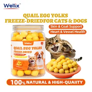 Wellix  Freeze Dried Quail Egg Yolks for Dogs & Cats High-Protein Treats Supports Skin Coat Health Natural Training Snacks