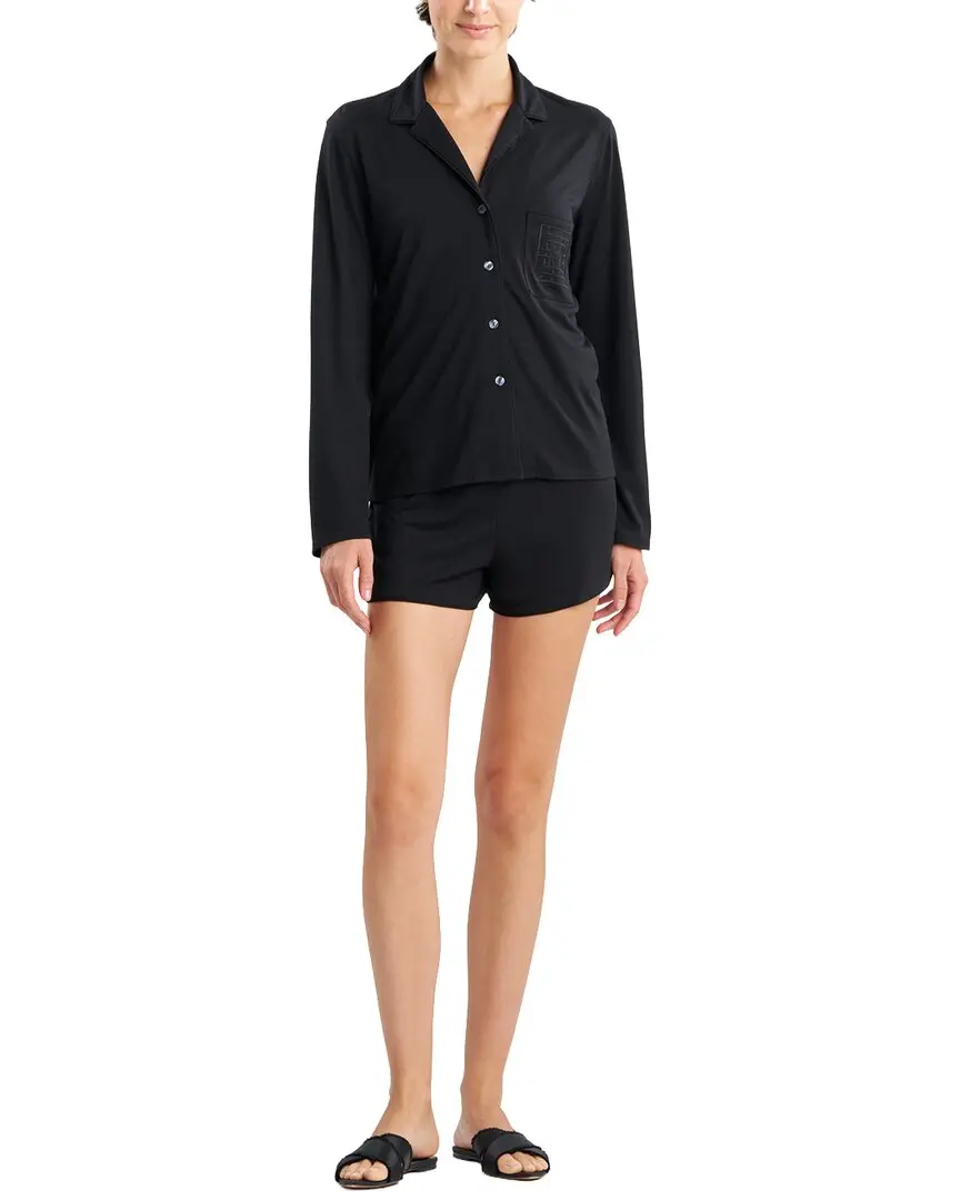 Natori Shangri La Embroidered Notch Short PJ Set