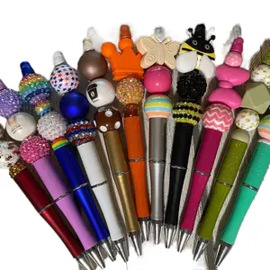 3 Pack Beaded Pen Set with Colorful Designs and Unique Shapes Including Butterflies and Bees