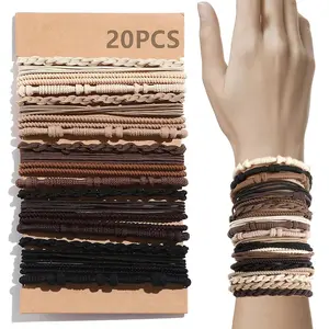 20 PCS Boho Style Hair Tie, Bracelets Hair Ties for Thick or Thin Hair, 4 Styles Boho Ties for Ponytail Holders, 2.36’’ Hair Ties No-Damage, Chirstmas Gifts