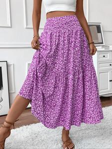 women's ditsy floral print skirt, boho casual a line long skirt for beach holiday vacation, skirts for women, ladies summer clothes, womenswear