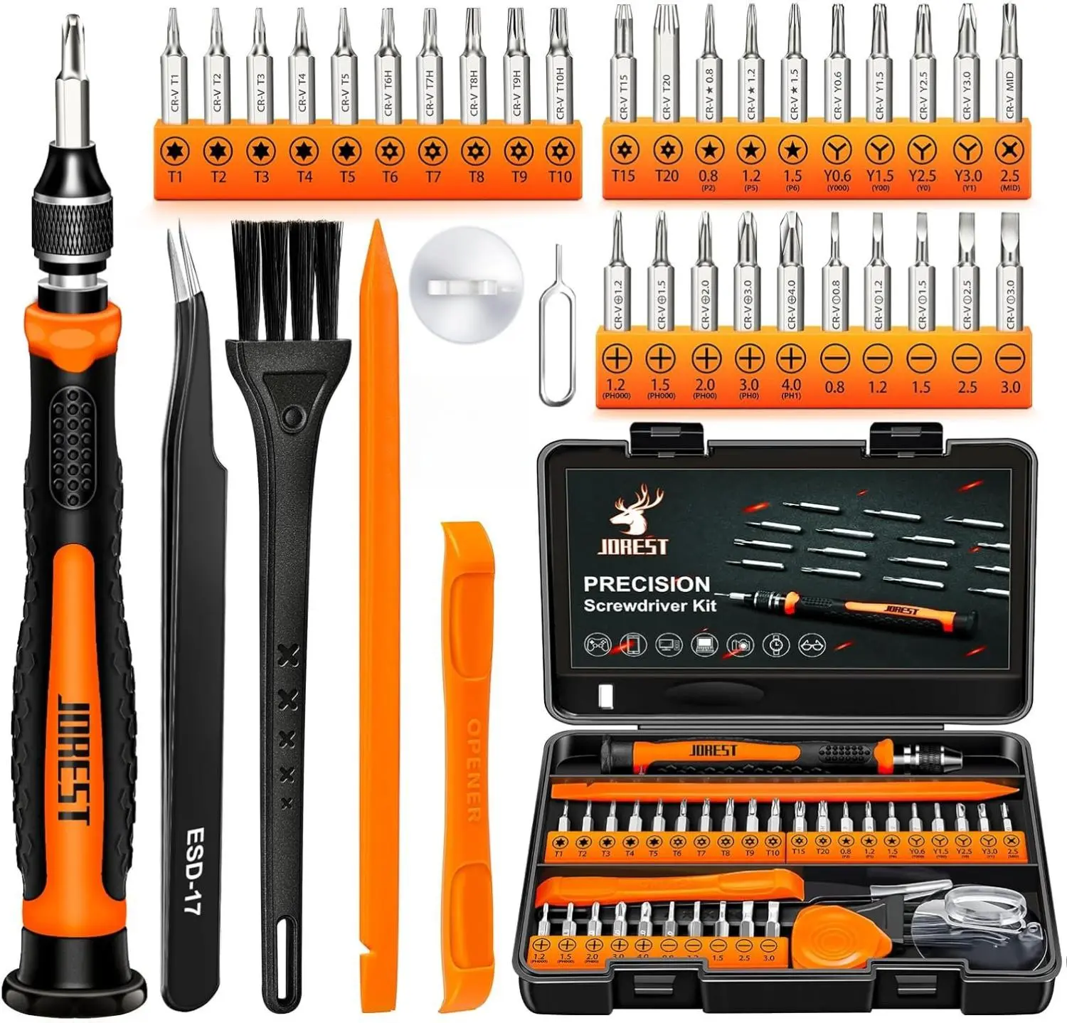 38Pcs Small Precision Screwdriver Set with Torx T5, T6, Y00, Mini Repair Tool Kit for Macbook, Computer, Laptop, iPhone, PS4 PS5, Xbox, Switch, Eyeglasses, Watch, Ring Doorbell, Electronic, etc