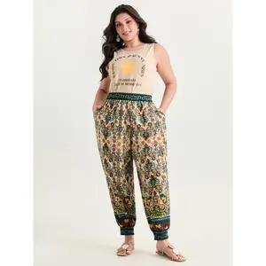 BLOOMCHIC Plus Size Boho Geometric Print Jogger Pants [M-6X] 2026 Summer Vibes Swimweek