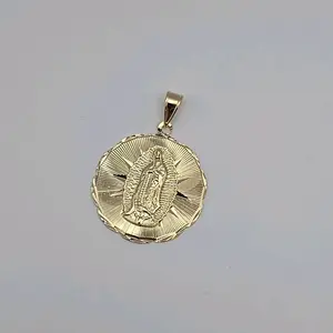 VIRGIN MARY beautiful style round pendant gold-plated Stainless Steel Charm Geometric Cross Design