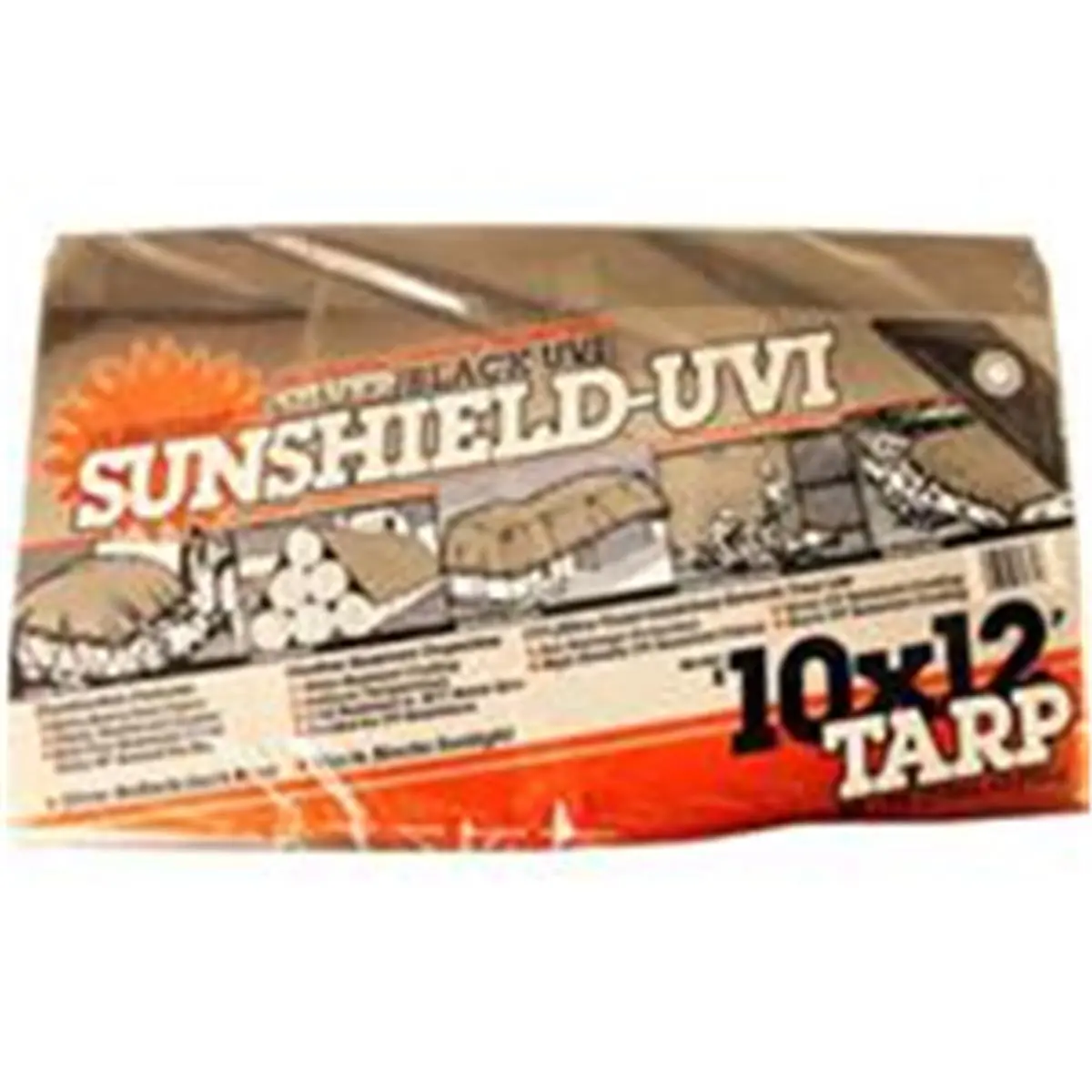 DeWitt 555919 Heavy-Duty Rectangular Sunshield Tarp - 10x12 Size, 6 oz, Silver & Black, Reinforced, Rust-Proof, Tarpaulin