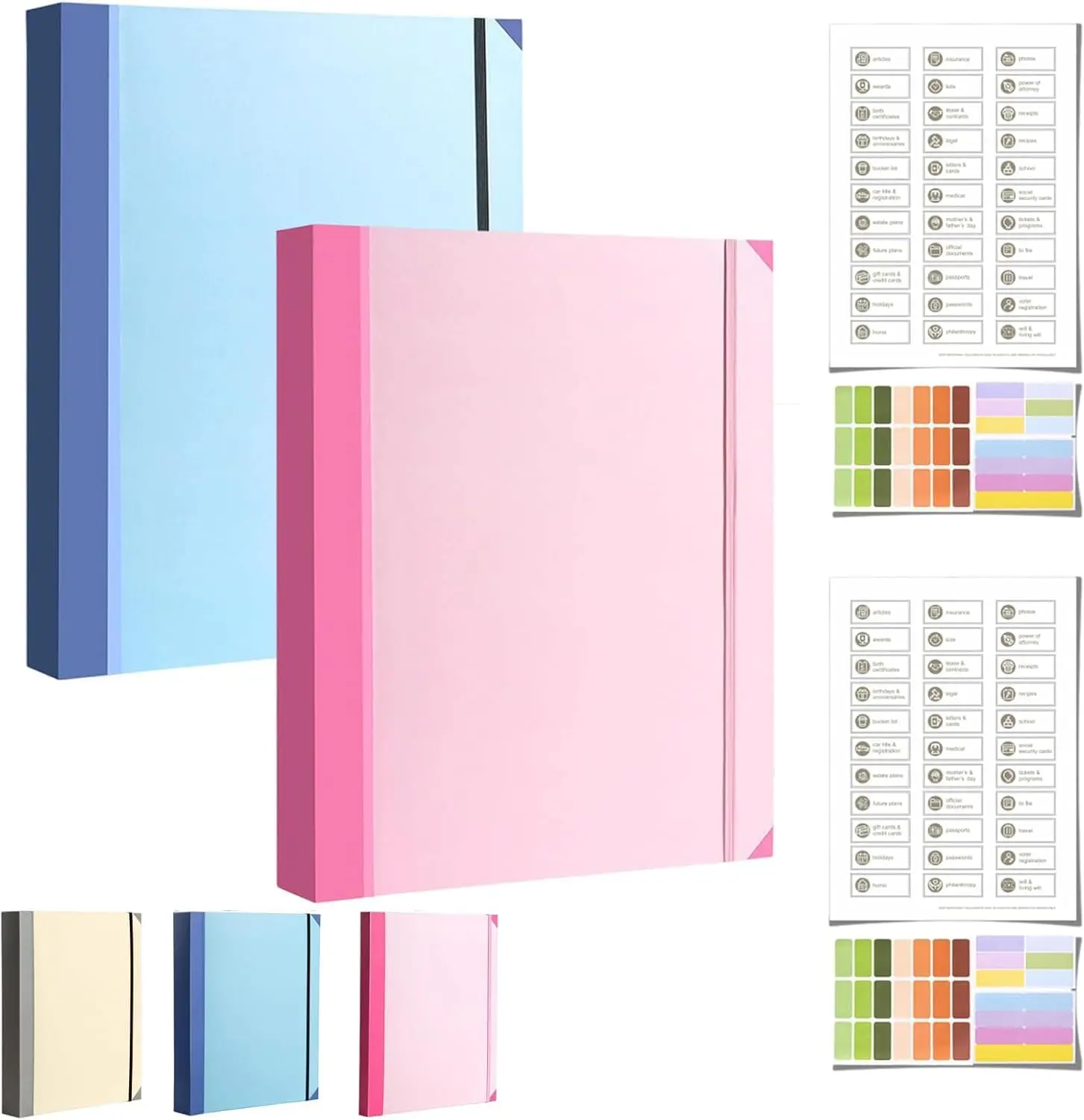 1Pc 3-Color Manila Accordion Folder - Office Filing Organizer with 12 Expandable Pockets, Elastic Closure, Labelled Tabs, Reinforced Fabric for A4 Paper, Passports, Birth Certificates, 12 Pockets