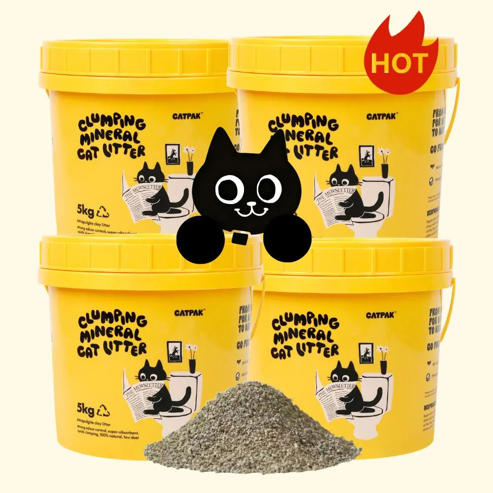 BUY 2 GET 2 FREE! CATPAK Mineral Cat Litter, 4 × 5KG Tubs, Fast Clumping, Highly Absorbent, Low Dust, Strong Odor Control & Recyclable Packaging