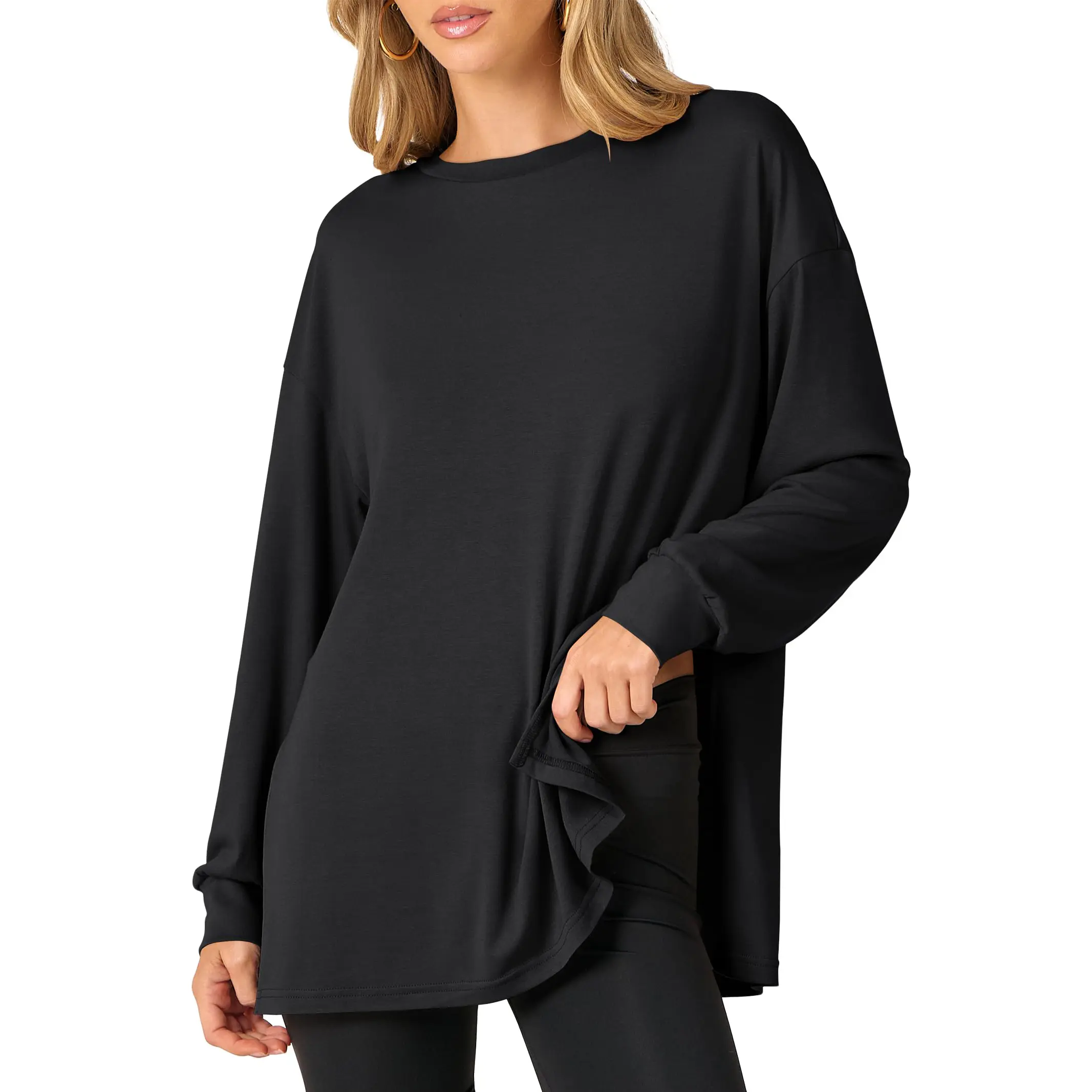 ANRABESS Women's Long Sleeve T shirts Oversized Casual Workout Tunic tops Athletic Gym Shirts Basic Tees 2026 Fall Outfits