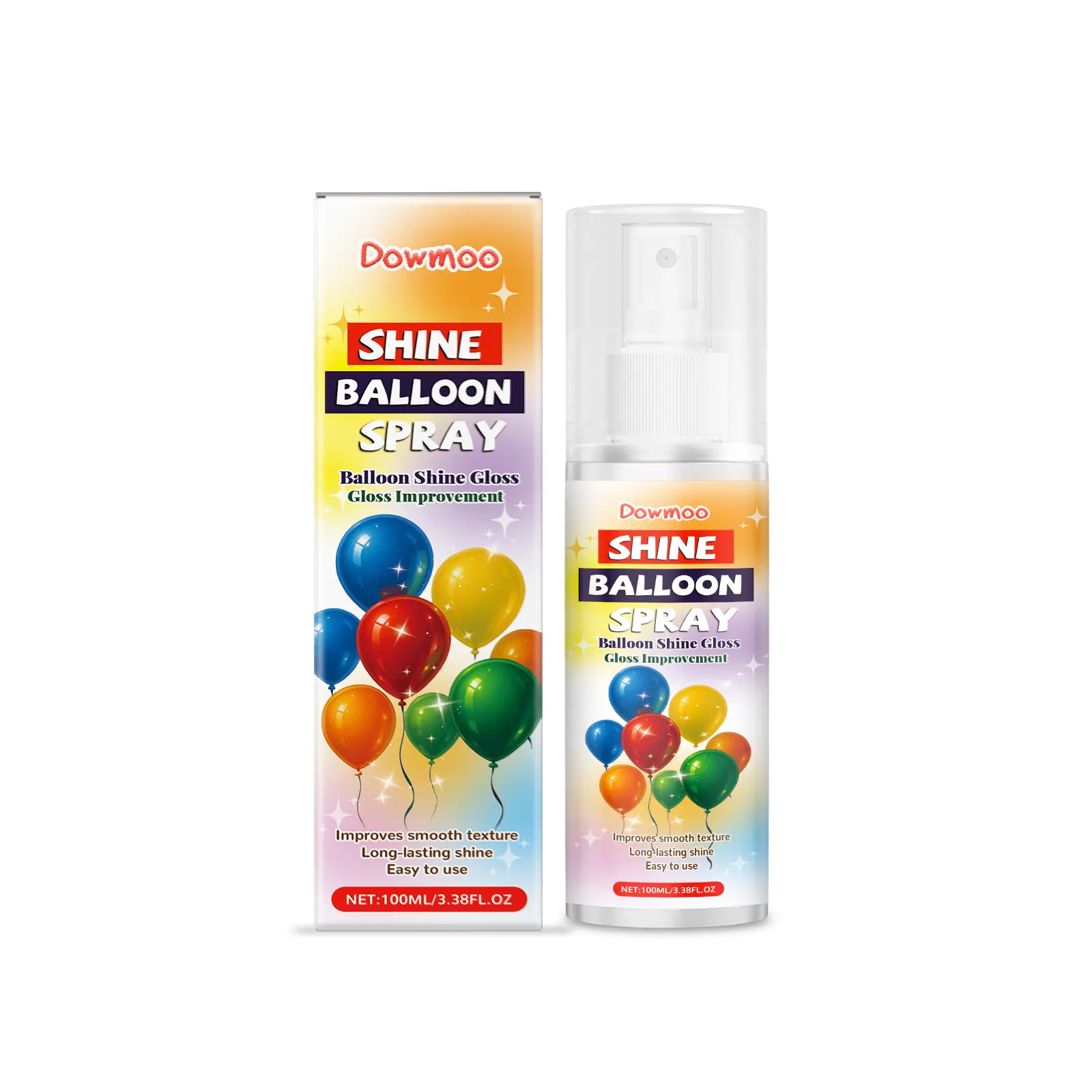 Dowmoo Party Glitter Spray - Glossy, Non-Sticky, Antioxidant-Rich, Fatty Alcohol Polyoxyethylene Ether-9 Infused, Improves Smooth Texture, Extends Balloon Lifespan, Smooth Even Coating for Clean Look Festive Home Supply for Balloon Decorations, Weddings