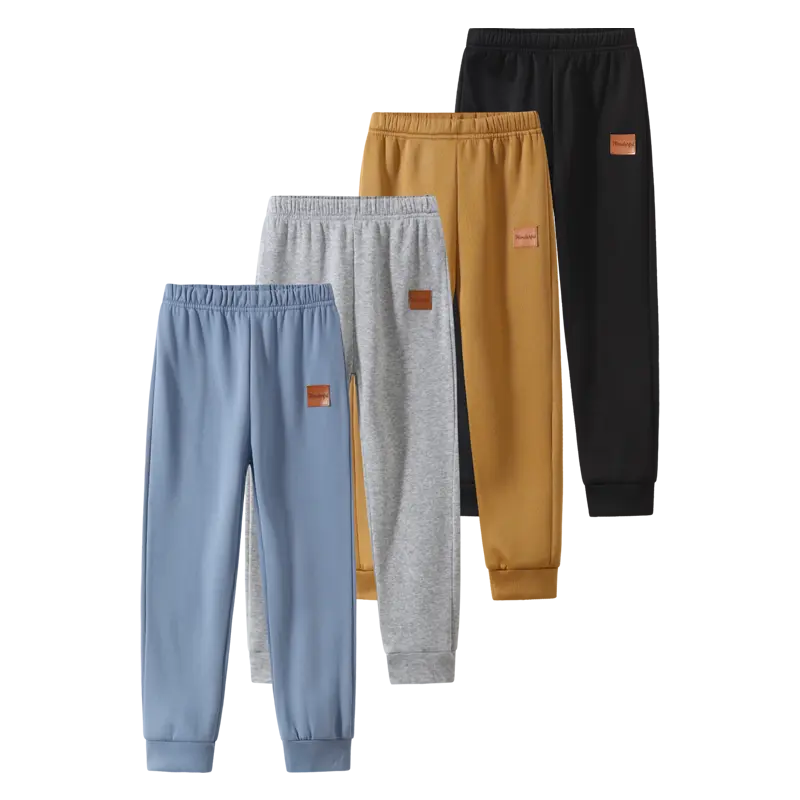 4 Pack boys autumn and winter fashion sweatpants 3-14-year-old children's winter leisure warm fleece pants fashion Joker elastic waist jogging pants