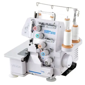 fathersdaygift VEVOR Serger Overlock Sewing Machine, 1250 Stitches Per Minute, 2-3-5 Thread Capability, with LED Light and Strong Suction Feet, Heavy-Duty Metal Frame Sewing Machine for Various Fabrics, White