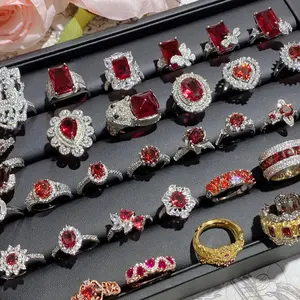 Laboratory-Grown Ruby Ring - Luxury Style - Flower Design - Gemstone Women'S Jewelry Ring Accessory