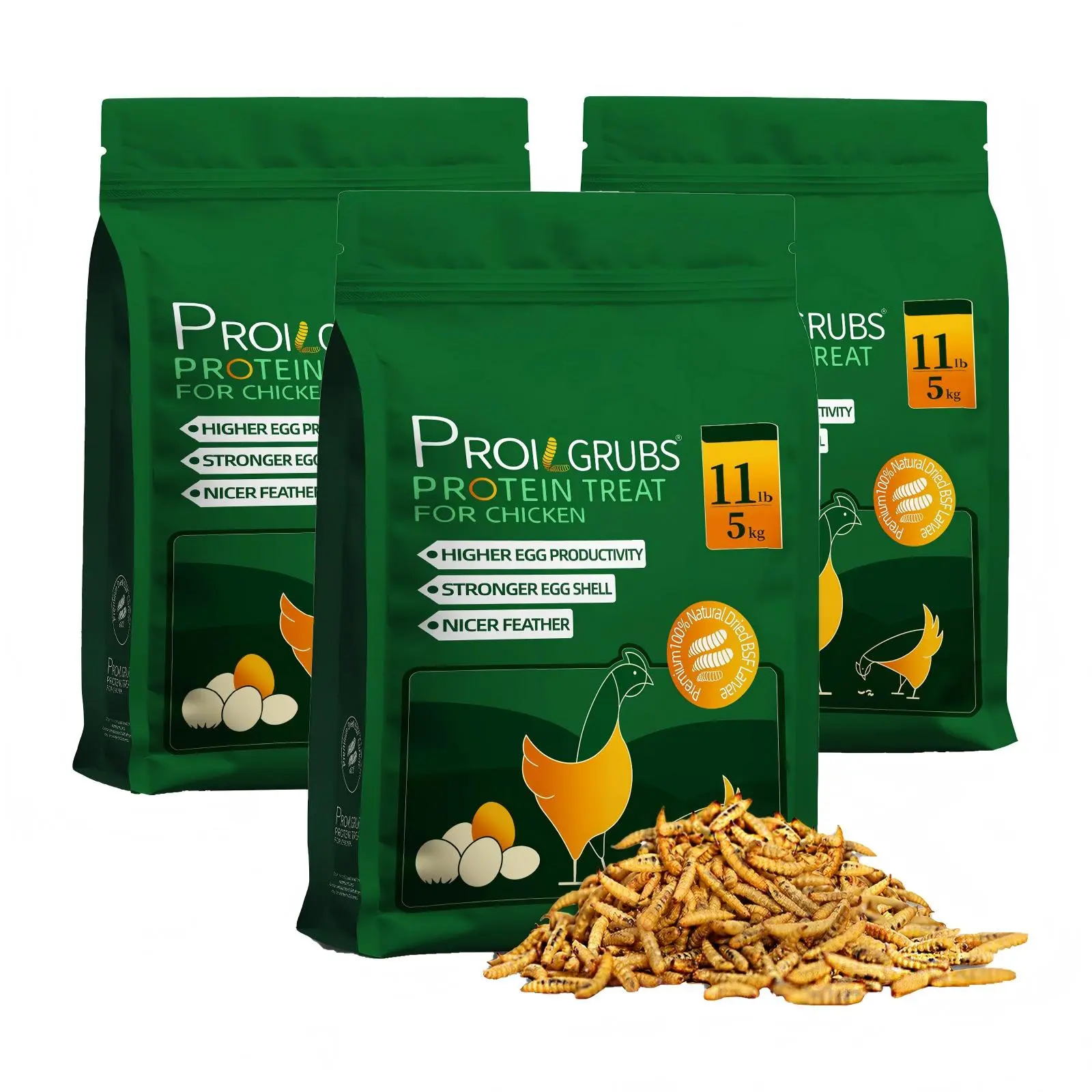 PROILGRUBS 33lbs  Dried Black Soldier Fly Larvae Protein Treat for Chickens - High Protein and Calcium for Strong Eggs and Healthy Feathers Natural feeding #backtoschool #sohochic