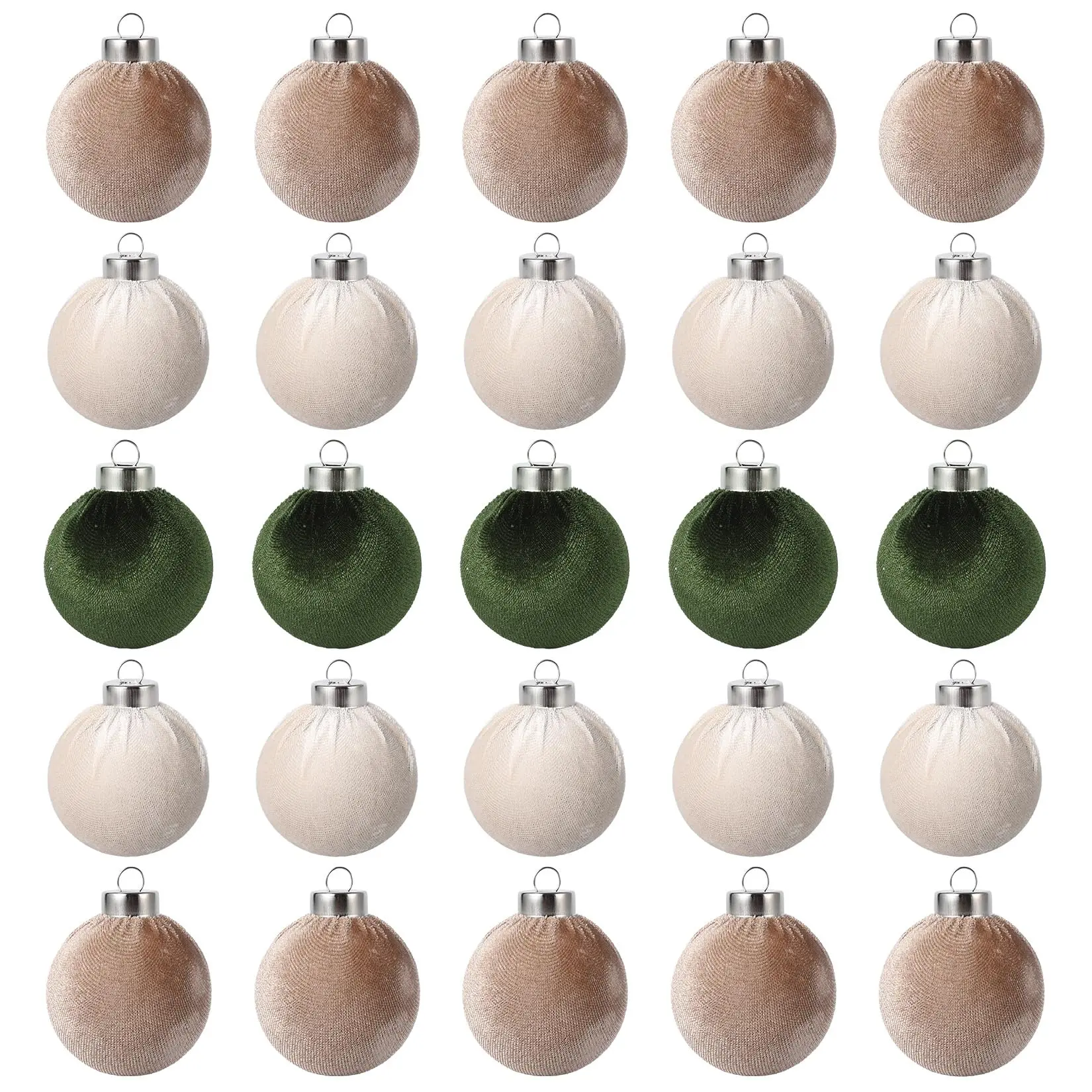 GAOMON 25 Pack Christmas Tree Decorations, 2.36 Inch (6 cm) Velvet Ball Ornaments Shatterproof Plastic Decorations for Xmas Tree Home Holiday Party Christmas Ornaments, Green Brown