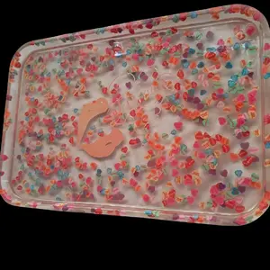 Fumale Clear Resin Heart Tray - Girly Charm & Baddie Vibes Statement Piece with Colorful Heart Design for Any Space
