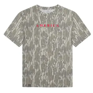 America Mossy Oak Camo T-Shirt, Bottomland Camouflage Graphic Tee, Hunting Fishing Camping Shirt, Patriotic USA Fashion, Independence Day Gift