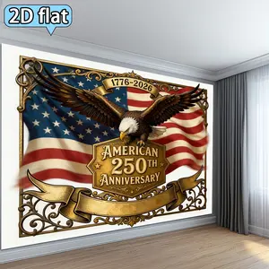 2D Flat - 2D Flat - 2D Flat. 1pc 250Th Anniversary Themed Backdrop Cloth, Golden Eagle Flag 250Th Anniversary Decoration Party Background Tapestry