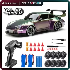 RC Drift Car, 1:24 Remote Control Car for Kids, 20KM/H 4WD High Speed RC Cars with LED Lights, Two Batteries, Extra Drifting Tires, Vehicle for Adults Boys Girls