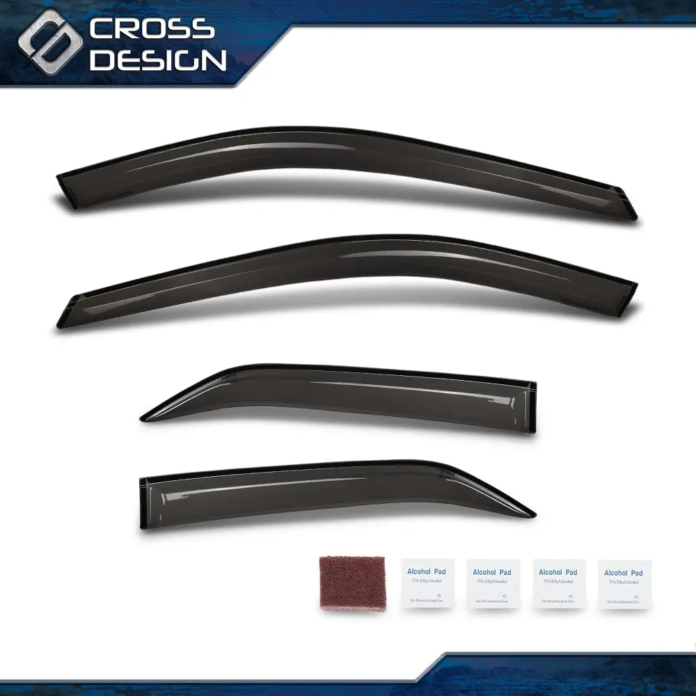 CROSSDESIGN 4* Stick-On Out-Channel Car Side Window Visors for 2012-2017 Toyota Camry - Automotive-Grade Double Sided Tape, Sun Protection, Fully Protect Windows Rain Guard