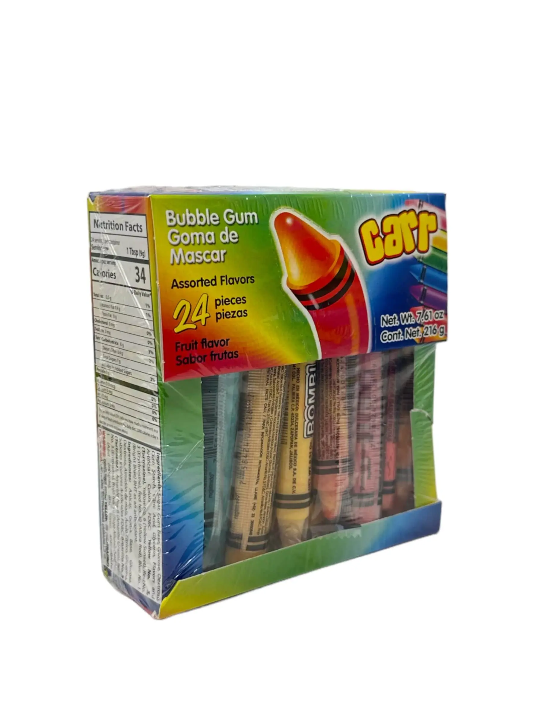 Carr Bombi Crayon Mexican Fruit Chewing Bubble Gum 24 Pieces Carr Bombi Crayon Mexican Fruit Chewing Bubble Gum 24 Pieces