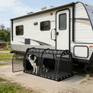 1PC Extra Large Nylon Folding Pet Dog Cage, Portable Pet Crate for Small & Medium Dogs, Breathable Mesh, Easy to Assemble, Mosquito Proof, Scratch Resistant, Ventilated Design, for Travel