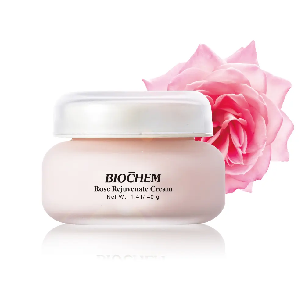 BIOCHEM Rose Rejuvenating Cream - Gentle Hydrating Sensitive Daily Brightening Moisturizer with Rose Extract, Anti-Wrinkle, Skin Repair for Normal Rich Formulation Skincare, Peg-10 Dimethicone, Placental Protein, Pore Control, Regular Edition, Peptides, R
