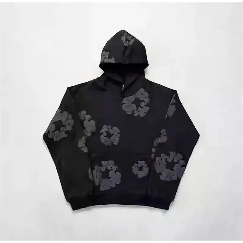 CHENGDEFA Hooded Athletic Tracksuit Unisex 2 Piece Running Clothing Long Sleeve Hoodie Sweatshirt + Track Pants Set Puff Print Kapok Loose Jeans Denimtears Hoodie Lady Clothes 2 Piece Sets Women
