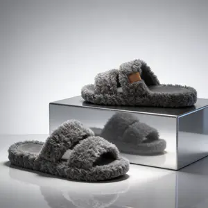 Women‘s Fuzzy Slippers Soft Comfy Memory Foam Indoor Footwear | Open-toe Warm Fluffy Faux Fur House Shoes with Plush Lining