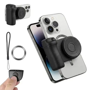 Magnetic Phone Camera Grip with Adjustable Light, Compact Bluetooth Wireless Shutter Remote, MagSafe Handle Stand for iPhone Smartphone Cellphone Photography Accessories