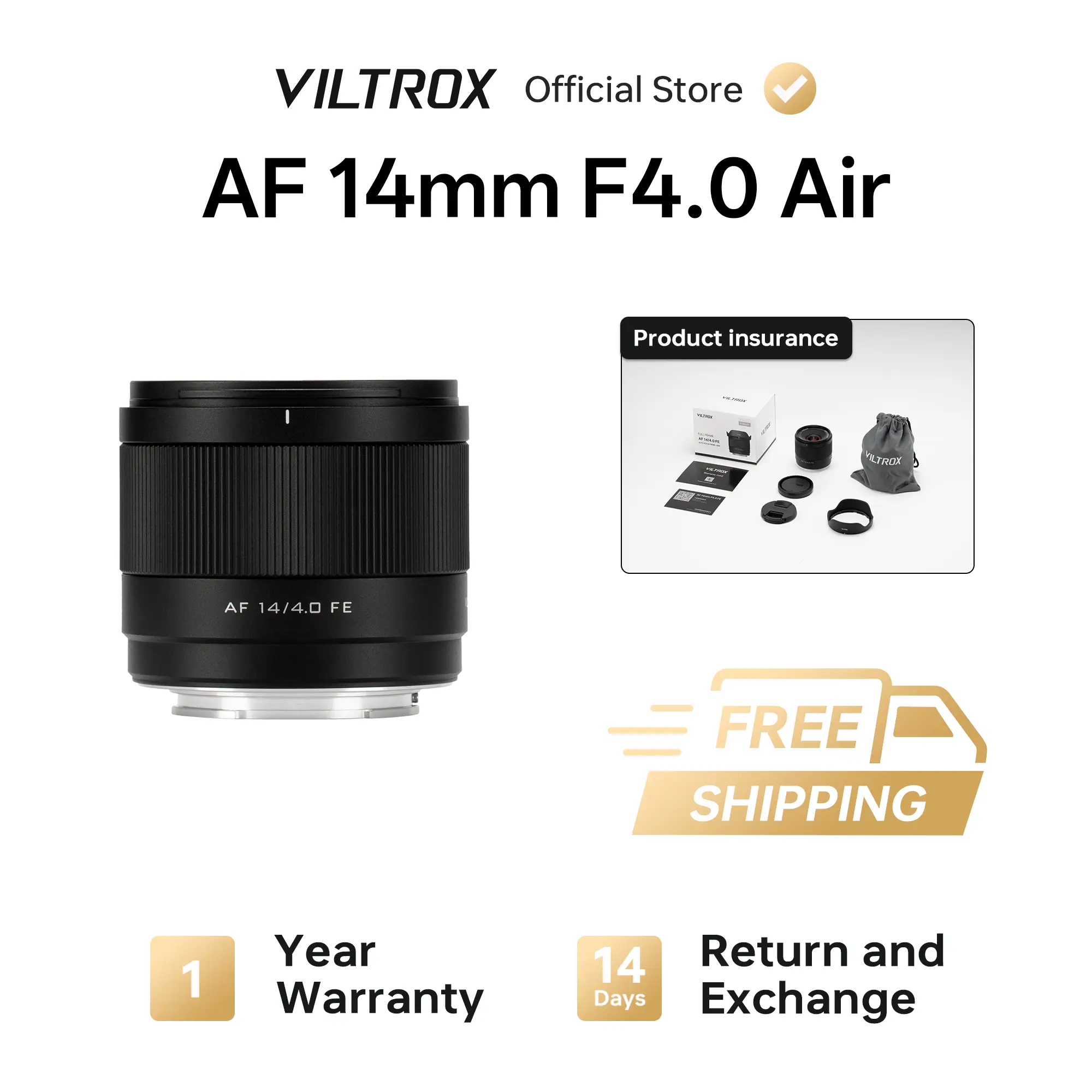 Viltrox AF 14mm F4.0 Air FE Wide Angle Prime Camera Lens - Auto Focus STM Stepping Motor, Waterproof, Firmware Update Support, Lightweight Pocket-Sized, High Definition, Close Focus, Minimalist, Built to Last Lens
