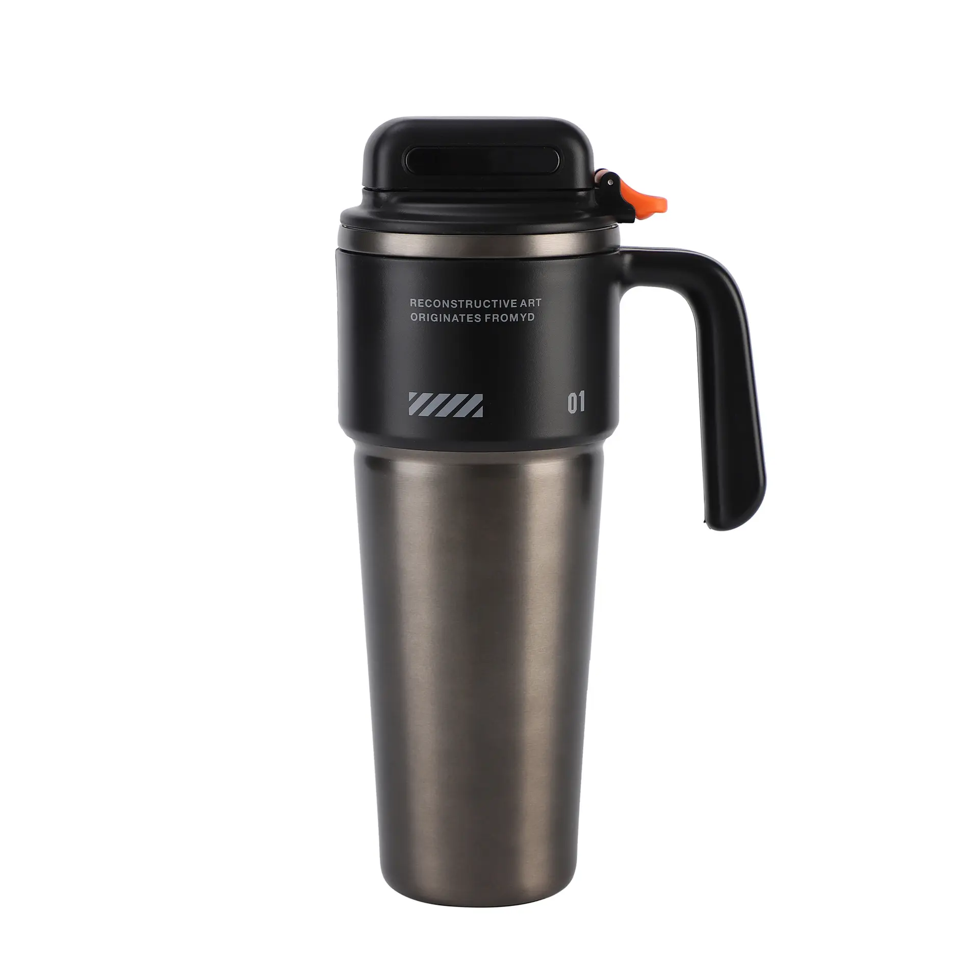 34Oz/1000Ml Insulated Travel Coffee Tumbler - 304 Stainless Steel Vacuum Flask Drinkware Gear with Flip Straw, Handle, Matte Leak-Proof Lid for Hot & Cold Drinks (Office/Outdoor Use)