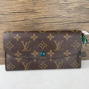 Pre-owned Louis Vuitton canvas Mini Bags Monogram Collection Long Wallet Brown Monogram green Button Wallet QG2568