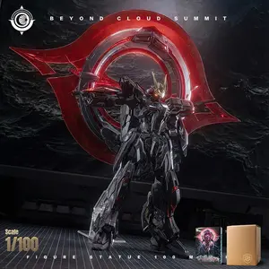 Shogun Mech Model Kit, Model Set, 1/100 Scale Fully Poseable Action Figure, Articulated Figures, Pre-Painted No Glue Required, Dark Style Mecha, Includes Platform & Hole Effect Parts