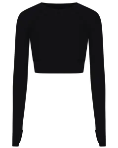 ASH CROPPED RASH GUARD - BLACK SAND