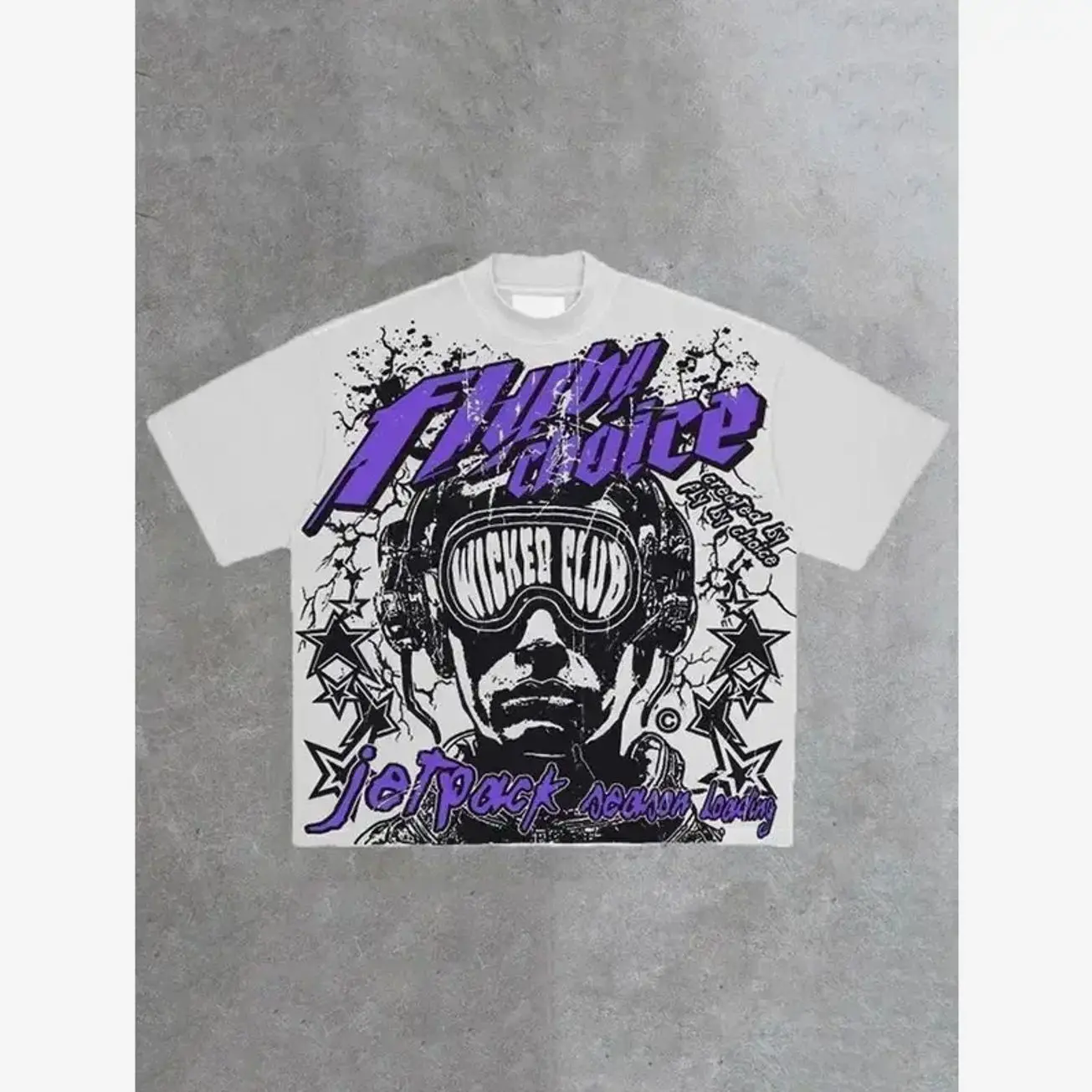 Fly By Choice Death In Purple Graphic 100% Cotton T-Shirt white tee C4H