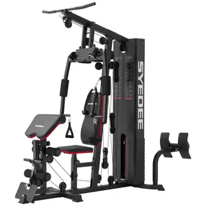 [4 packages shipping]Home Gym Station, 150LB Weight Stack Multifunctional Home Gym Equipment for Full Body Strength Training Workout, LAT Pulldown Pulley System, Chest/Leg Exercise and Preacher Curl Fitness