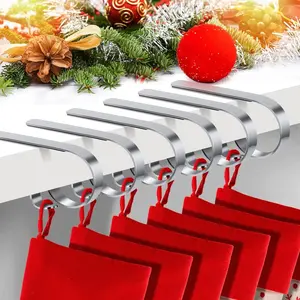 Minetom HD-6holder Christmas Stocking Holders for Mantle Set of 6, Non-Slip Adjustable Mantle Stocking Holders