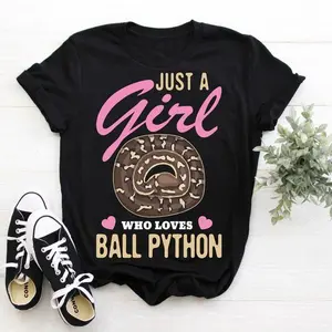 Just a Girl Who Loves Ball Pythons Snakes Snake Python Owner Lover Gift Cute T-Shirt, Birthday Present Costume Party, Reptile, Girls Tees,