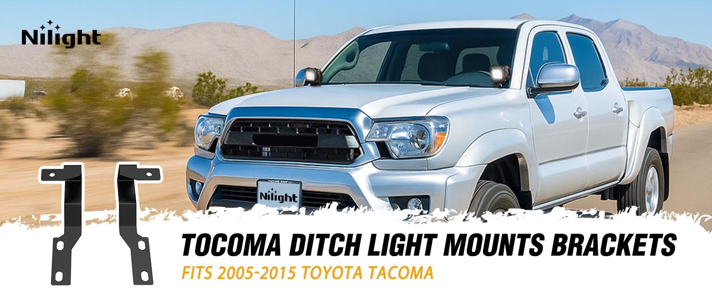 Nilight Ditch Light Brackets Auxiliary Offroad Work LED Pod A-Pillar Hood Mounts on 2nd Gen Tacoma 2005 2006 2007 2008 2009 2010 2011 2012 2013 2014 2015