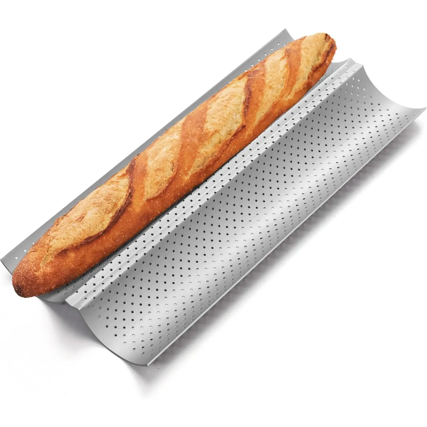 Baguette Bread Pan,  Nonstick Perforated  Bread Baking Pan, 2 Loaves Baguette Tray for Sourdough, Italian Bread Baking,  for Creating Crisp Golden-Brown Crust